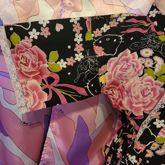 Hello Kitty Top Shorts Outfit Size Small Black Lace Rose Halloween Gyaru Cosplay - Picture 11 of 15